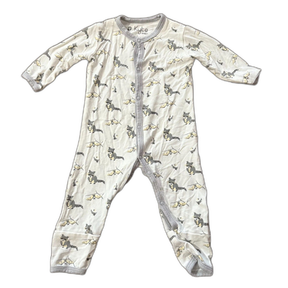 Kyte Baby Bamboo Snap Footie Sleeper White Nocturnal Animal Print Size‎ Newborn